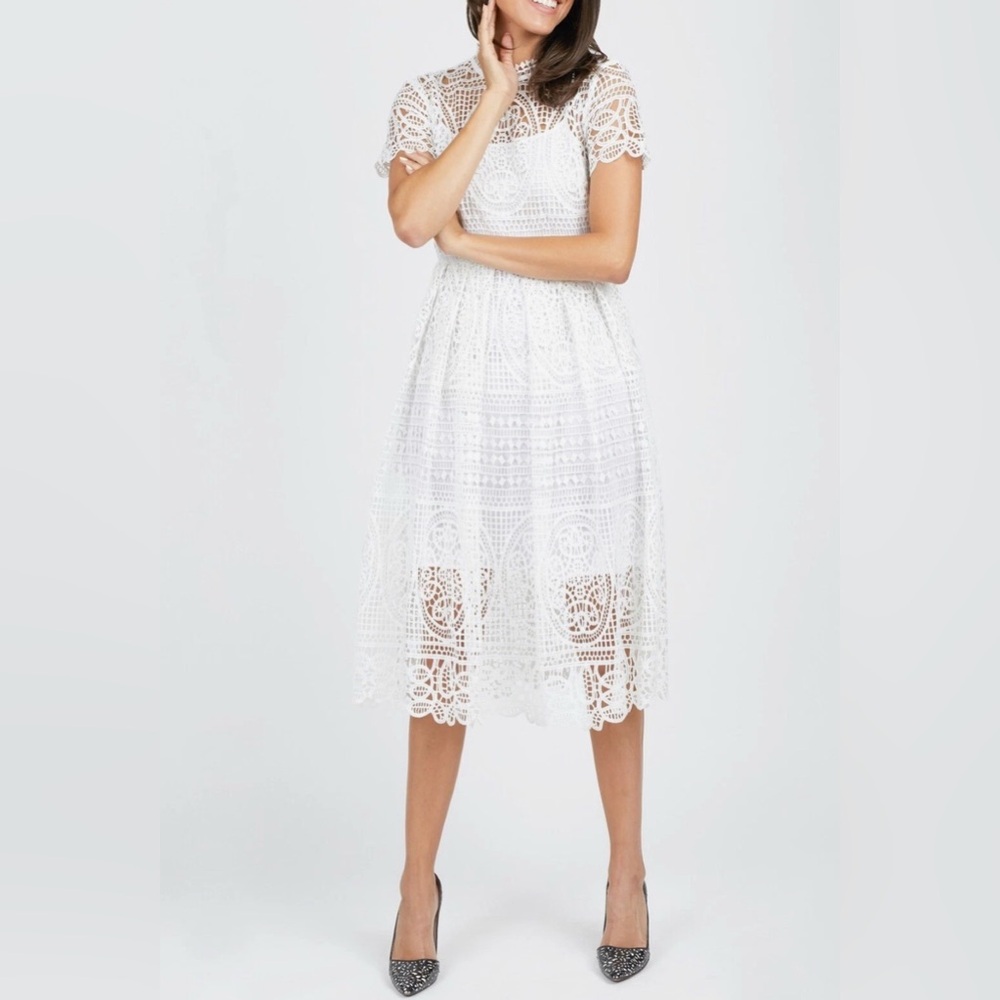 White Lace Midi Dress - Elegant Women's Midi Dress